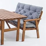 Ambientehome Gartenbank 2er Bank Massivholz Holzbank inkl. Kissen HANKO, braun - 3