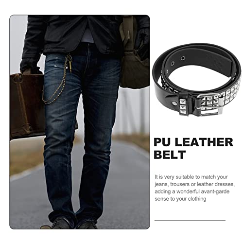 Punk Rivet Belt for Men Fashionable PU Leather Waist Belt Adjustable Decorative Waistband for Jeans Casual Wear3