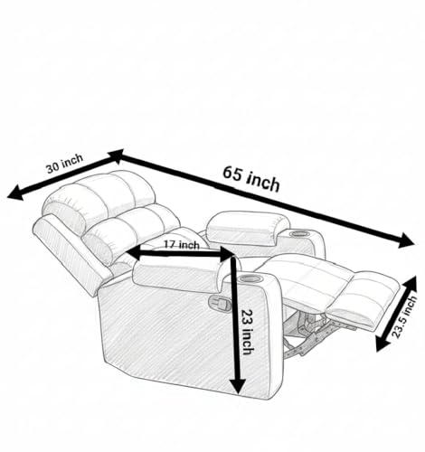 Image of Shah Recliner Cloud-Soft Single Seater Manual Recliner Chair with Cup Holder and Padded Armrest (Grey)