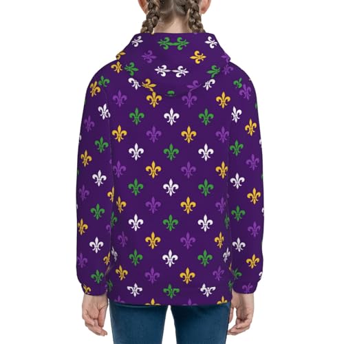 Purple Mardi Gras Kids Pullover Hoodies Boys Sweatshirts Girls Athletic Clothes with Pocket4