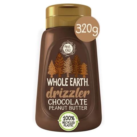 Whole Earth Chocolate Peanut Butter Drizzler | Super Smooth Squeezy Chocolate Nut Spread | Source of Protein & Fibre, Gluten Free, Vegan Friendly, Fully Recyclable - 1 x 320g Cover