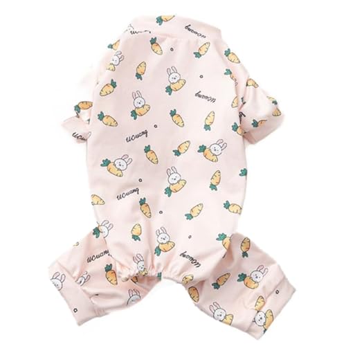 ISUPY 可愛い 犬服 パジャマ ロンパース 春秋冬 ペット服 ドッグウェア つなぎ Tシャツ 防寒 保温 屋部着 寝間着 抜け毛防止 小中型犬 四つの足 脱毛保護 お出掛け お散歩用 (L,ウサギ)