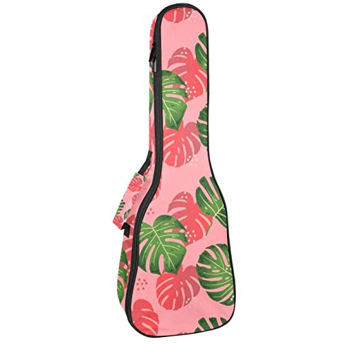 Housse ukulélé ténor rembourrée et étanche motif palmier vert rose