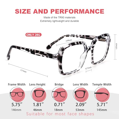 Image of Oversized Blue Light Blocking Glasses for Women and Men, Square Frame Computer Gaming Glasses Anti Glare & UV RF6215