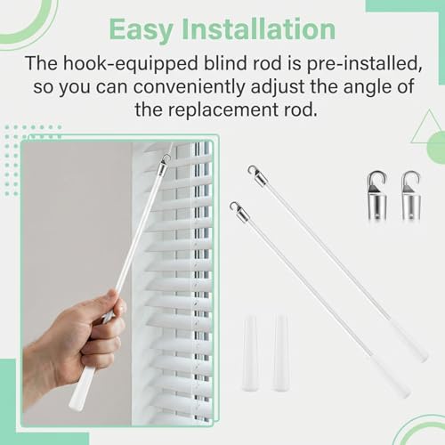 image for Chedin 2 Pcs Blind Wand Replacement 17 Inch White Fiberglass Vertical 