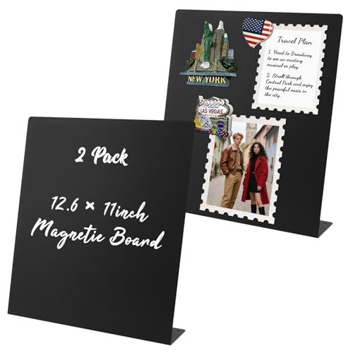 2 Pack Magnet Board,Black Magnetic Board,Metal Magnetic Bulletin ...