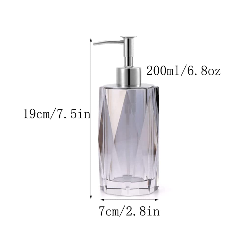 Cylindryczny dozownik mydła, przezroczysta syntetyczna pompka do mydła z kryształu ze stali nierdzewnej, dozownik do balsamu do rąk, 200 ml/6,8 uncji, bursztynowy - 2 sztuki, bursz,Amber-2 Pack