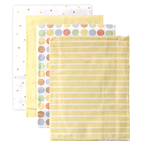 Image of Luvable Friends Unisex Baby Cotton Flannel Receiving Blankets, Yellow, One Size