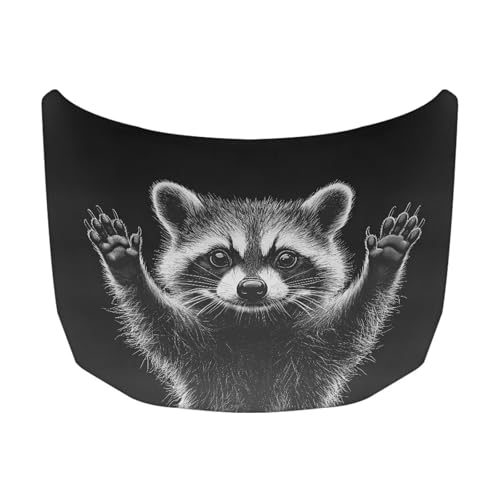 Image of Raccoon Car Hood Cover Stretch Polyester Cover for Car Hood Waterproof Automotive Accessories Easy Installation for Car Hood Decoration and Protection