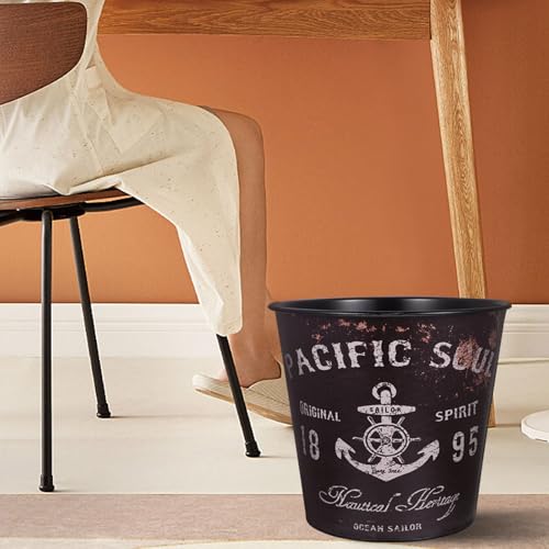 Bote de basura retro de hierro estilo europeo negro miniatura 3