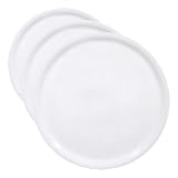 HENDI Plato de pizza redondo, plato para servir pizza, porcelana, motivo: unicolor, apto para el microondas y el lavavajillas, ⌀330 mm, blanco (Paquete de 3)