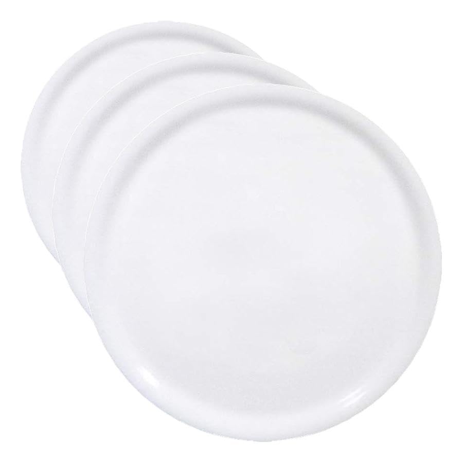 HENDI Piatto per pizza rotondo, piatto portapizza, porcellana, motivo: unicolore, adatto a microonde e lavastoviglie, ⌀330 mm, bianco (Confezione da 3)