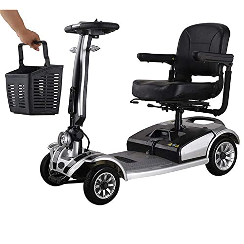 Four-Wheeled Electric Wheelchair, Adult Vintage Scooter, Disabled Folding Bicycle Mobile Scooter Power Mobile Scooter Collapsible Advanced Intelligent (White)