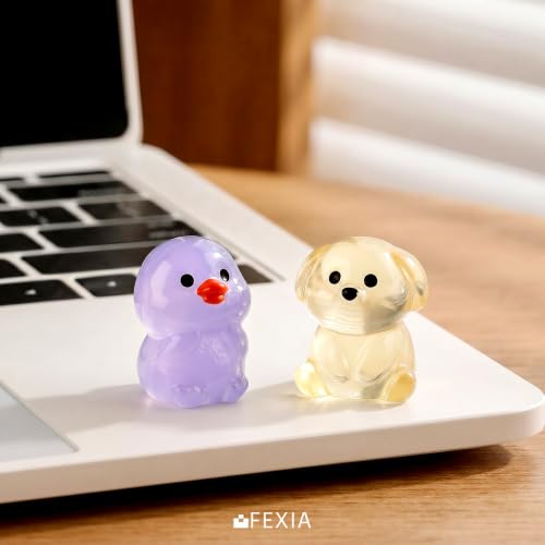 Image of FEXIA 100 Pcs Luminous Mini Resin Animals 20 Types Glow in the Dark Tiny Figurines Bulk Set for DIY Garden Aquarium Micro Landscape and Party Decoration Desk Pets and Miniature Accessories