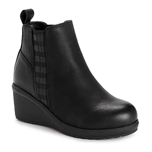 MUK LUKS Women's England Oxford Boots, Black, 9