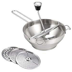 Yeeda Voedselmolen Roestvrij staal, Roestvrij staal Jam Mill Uniek Gebruikt Duurzame Handmatige Voedselmolen, Roestvrij Staal Voedselmolen Voor Mashing, Zeef & Raspen Fruit & Groenten