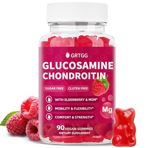 GRTGG Glucosamine Chondroitin Gummies with MSM & Elderberry Extra Strength 3000MG - Joint Support,...