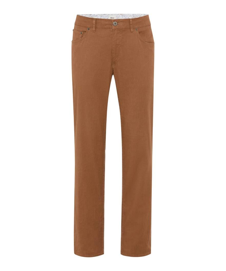 Brax Men's Style Cooper L Linen Cotton Stretch Trousers, 53 Cacao, 31 W/30 L