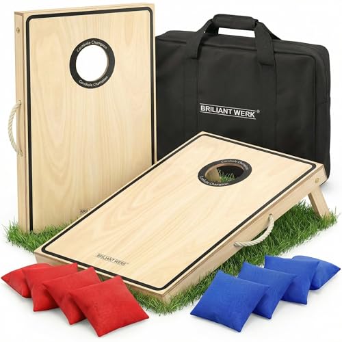 Briliantwerk® Cornhole Spiel Outdoor | Hochwertiges Echtholz Wurfspiel