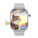 Confozen Montre Connectée 5G Blanche, Écran HD 2,02 Pouces, Caméra Rotative 5MP, Étanche IP67, Mémoire 2+16 Go, Bracelet Silicone