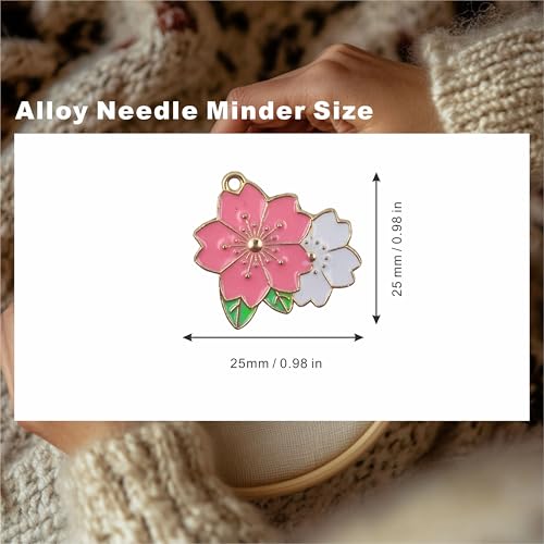 Image of 2Pcs Needle Minder for Cross Stitch, Pretty Flower Cartoon Enamel Pin,Embroidery Needlework Accessories,Gift for Cross Stitch Lover (Sakura)
