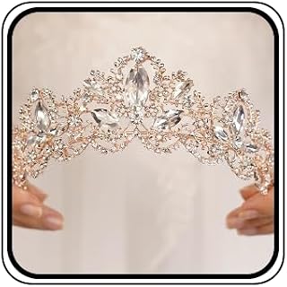 JWICOS Champagne Tiara for Women Rhinestone Wedding Tiaras and Crowns Queen Tiara Princess Crown for Wedding Pageant Prom Birthday Costume