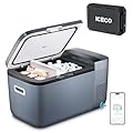 ICECO GO20 Portable Refrigerator, Dual Zone 12 Volt Fridge With APP Control, 21Quart Car Fridge Powered by SECOP, 0??50?, AC/DC, For RV, Car, Truck (GO20 Grey+Battery)