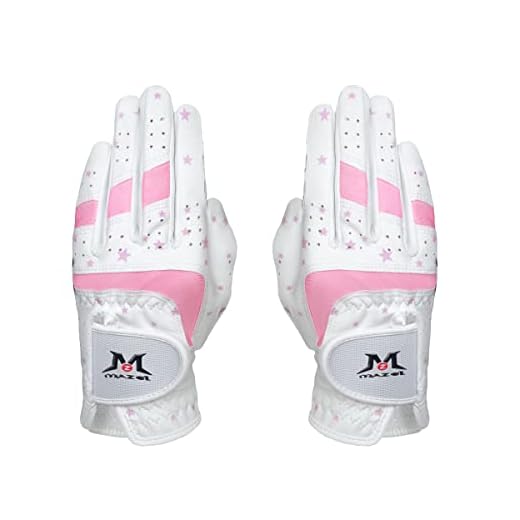 MAZEL Kids Golf Gloves for Youth Toddler Boys Girls, Right & Left Hand (1 Pair) Mircofiber Breathable Junior Golf Gloves, White Red Pink Blue Black Stars Color,Age 3-8 (Black Stars-Pink, S(Age 2-4))