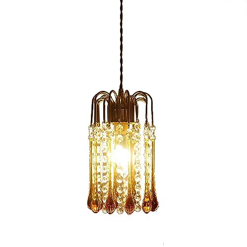 Mini lustre cristal doré suspension moderne de plafond réglable chambre