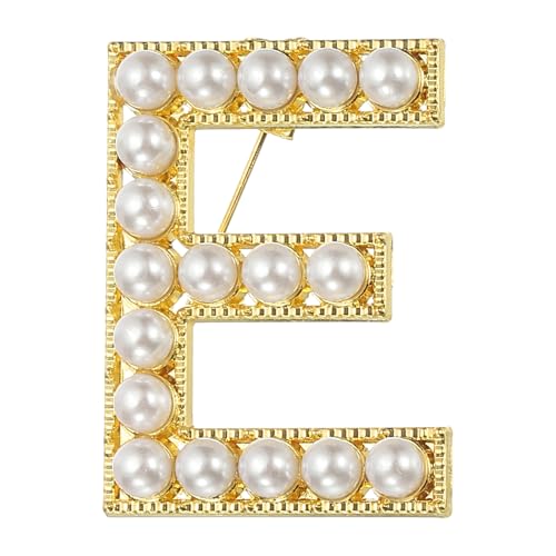 Image of PATIKIL Letter Brooch Pins, Pearl Initial Alphabet Letter Lapel Badges Pin for Women Men Girl Wife Suits