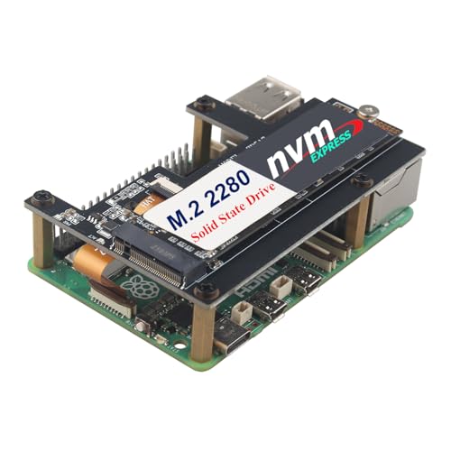 ZDE ZP517A PCIe to M.2 HAT Key-M NVMe SSD Shield Solid State Drive Adapter Board Pip PCIe Peripheral Board for Raspberry Pi 5 Support M.2 NVMe SSD 2230 2242 2260 2280