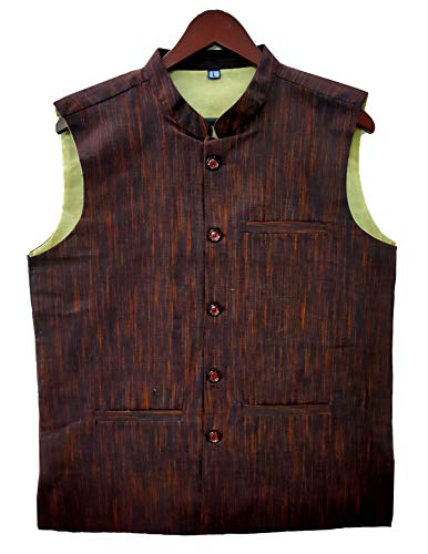 Image of LATEST CHIKAN Men's Traditional Cotton Solid Nehru Jacket /Waistcoat