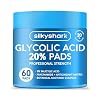 SilkyShark Glycolic Acid 20% Resurfacing Pads (60 Count), 20% Ultra Pure Glycolic Acid + 2% Salicylic Acid, Exfoliating Peel Pads for Face & Body, Effective Chemical with Vitamin B&C&E