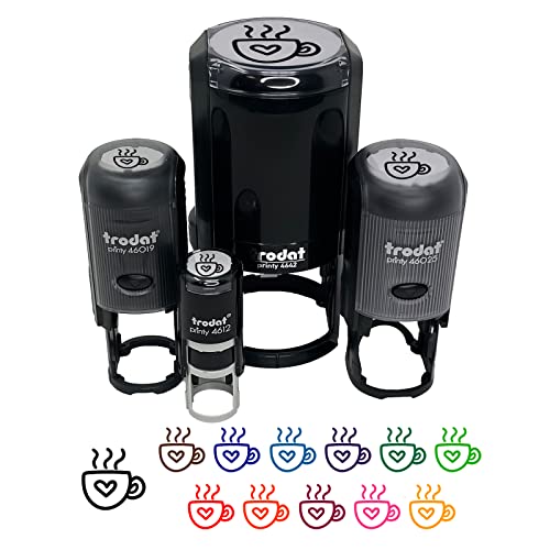 Steaming Hot Coffee Mug & Heart Stamp, 1/2 Inch, Black Ink