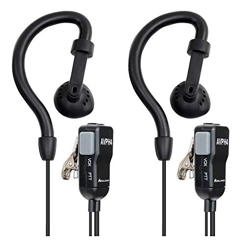 Midland® - AVPH4 Ear Clip Headset Headphones for Midland® GMRS Two-Way Radios – Secure Fit - Crystal Clear Communication Built-In Microphone and Push To Talk Button