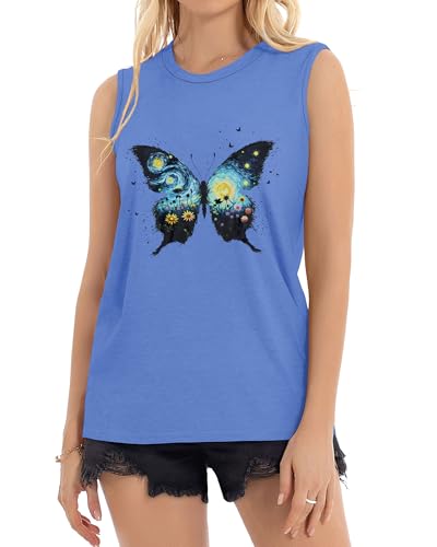 Image of Womens Tank Tops Summer Casual Sleeveless Top Loose Fit Basic Tunic Shirts
