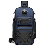 Uaskmeyt Tactical Sling Bag, Sling Backpack Shoulder Crossbody Over Shoulder Bag Waterproof Anti-Theft Large Capacity Casual Daypack (Blue)