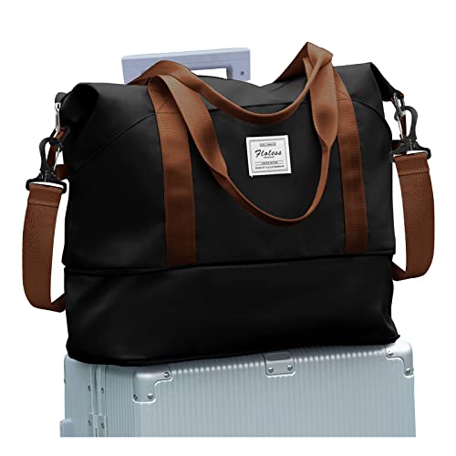 JASLEN Reisetasche Schwarz - Handgepäck Tasche 40x25x20 Cm Aus Nylon