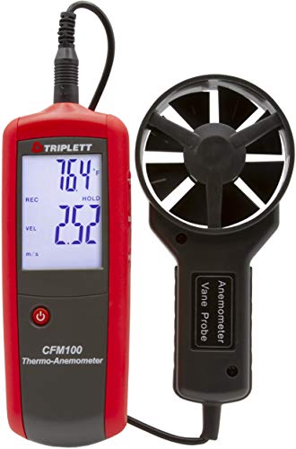 Image of Triplett CFM100 CFM /CMM Air Flow, Velocity, and Temperature Thermo-Anemometer with Certificate of Traceability to NIST