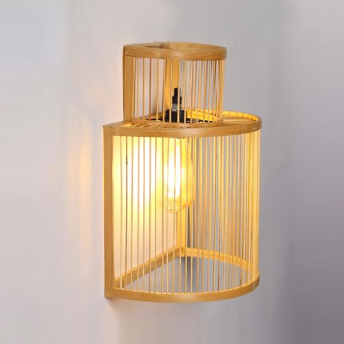 Image of Habere India-All the Cultures Fabricating India Night Lamp for Bedroom | Wall Lamp for Living Room | Lamps for Bedroom | Wall Decor Lights - Semicircular (M: 33 * 28 * 17 cm)