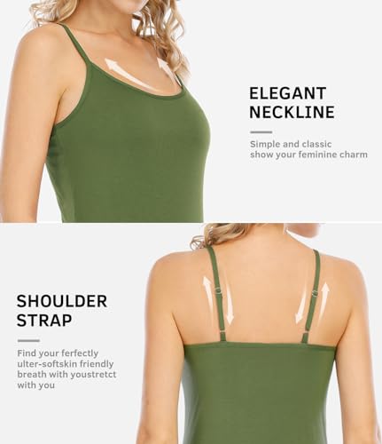 Image of Air Curvey 4 Pack Camisole Tops for Women Basic Undershirt Tanks Adjustable Spaghetti Straps Camis Seamless Soft Layering Top
