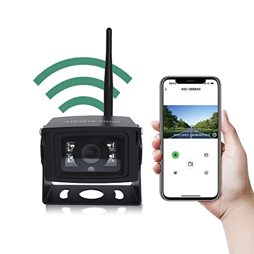 Astraeus Vision 1080P Vehicle WiFi Wireless Backup Camera Rear View for iPhone iPad Android Phone Tablet,IR Night Vision Wide View IP69 Waterproof, for Sedan/Vans/Pickup/RV/Trailer/Camper/Bus