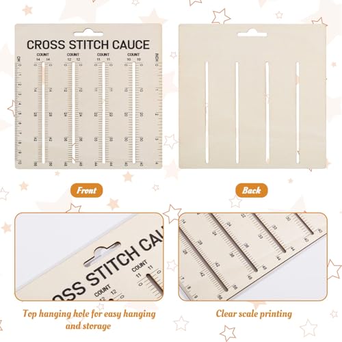 Miniatura 4 de Freebloss 4 Escalas De Regla De Punto De Cruz Para Conteo De Tela, Herramienta De Medición De Madera Para Contar Puntadas Y Manualidades, 15 X 15 Cm