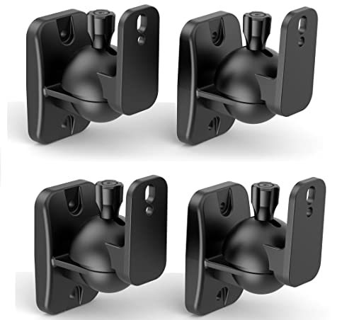 Homemount Speaker Wall Mount Brackets - Surround Speaker Wall Mounts Kit, Bookshelf Speaker Wall Screws Mounts, Hold Up To 8 Lbs, 4 Pack, Black #TOP20