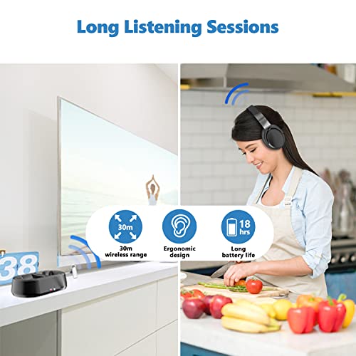 Rybozen TV Funkkopfhörer, Over-Ear Kabellose Kopfhörer mit Ladestation für Fernseher HiFi DVD, Sender mit 3.5mm RCA… - Image 5