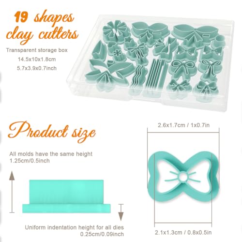 Image of ORIGACH 19 Pcs Bow Theme Polymer Clay Cutters Set Flower Heart Star Earring Clay Cutter DIY Craft Supplies for Earring and Jewelry Making
