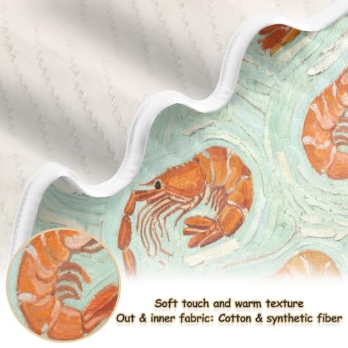 Custom Food Shrimp Green Art Painting Throw Blanket Breathable personalizados para Bunny Name Blanket for Newborns, Infants, & Toddlers 30x40in recuerdo de bautizo para ni?2