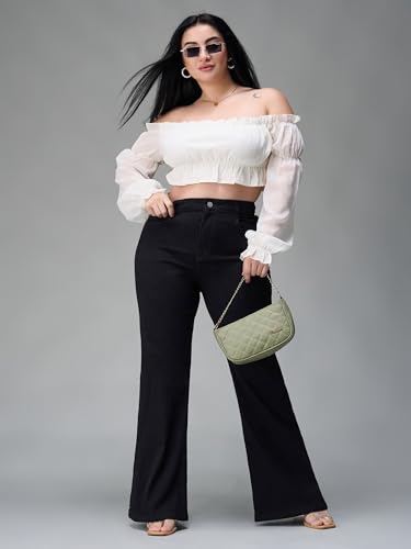 Image of Miss Chase A+ Women's Bootcut High Rise Regular-Length Stretchable Denim Shaping Jeans