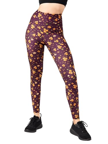 Image of Clovia Women's High Rise High-Rise Floral Print Active Regular Fit Tights With Side Pocket