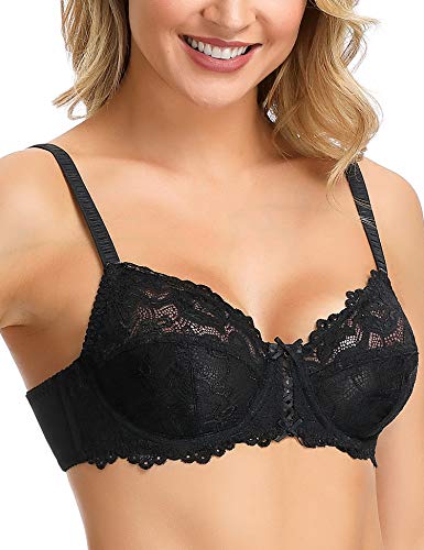Wingslove Women's Sexy Lace Bra Non Padded Underwire Unlined Bra Full Coverage Plus Size Lace Bralette4